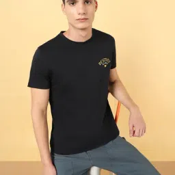 Wrangler Black Cotton Regular Fit Printed T-Shirt image 4