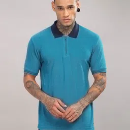 ADRO Men Solid Polo Collar Cotton T-shirt-image-28
