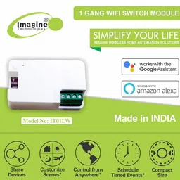 imagine technologies 1 Gang Smart WiFi Switch (16 Amp for Ac,Gyser,Motor)| Retro Fit with Manual Control | No Hub Required |Alexa & Google Voice Control (1 Gang Smart Switch) image 2