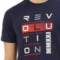 AMSWAN Men Typography Printed Applique T-shirt image 5