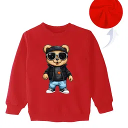 KAVEE Full Sleeves Teddy Bear Printed Sweatshirt - Red-image-19