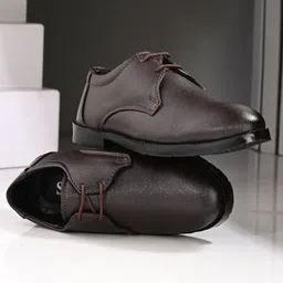 Stefens Solid Formal Lace Up Derby Shoes - Brown-picture-19