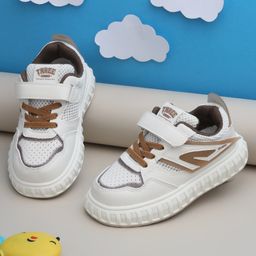 TRUFFLE COLLECTION Velcro Closure Mesh Detailed Sneakers - White & Beige-picture-30