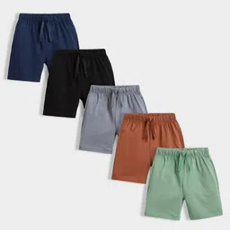 Orange Sugar 100% Cotton Knit Pack Of 5 Solid Shorts - Multi Colour-picture-19