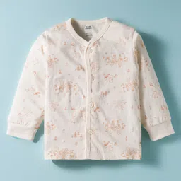 Pink Rabbit Single Jersey Knit Full Sleeves Night Suit With Animal Print - Off White image 2