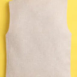 Ministitch Cotton Woven Sleeveless Guitar Embroidered Waistcoat - Beige image 3