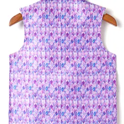 Robo Fry Jacquard Woven Full Sleeves Kurta Pyjama Set with Abstract Print Jacket - Lilac image 3