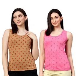 DIAZ Pack Of 2 Women Conversational Printed Cotton Tank Top image 5