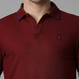 Louis Philippe Sport Men Solid Polo Collar Cotton Slim Fit T-shirt image 2