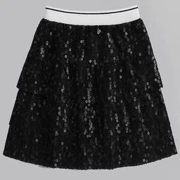 ZIP ZAP ZOOP Girls Sequinned Elastic Layered Tiered Skirt with Inner Linning-picture-31
