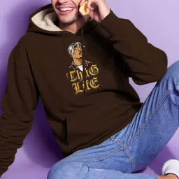 TOGS & TERRE Men Graphic Printed Fur Hooded Sweatshirt image 3