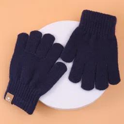 Pine Kids Pair Of Winter Gloves With Bear Patch - Navy Blue image 5