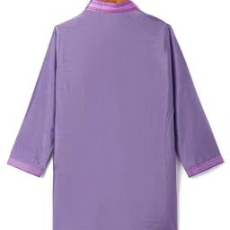 Robo Fry Jacquard Woven Full Sleeves Kurta Pyjama Set with Abstract Print Jacket - Lilac image 5