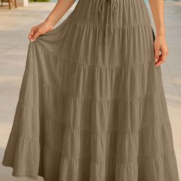 Moomaya Cotton Tiered Maxi Skirt-picture-14