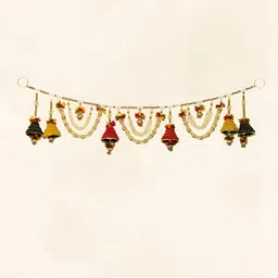 THE HOME CO. Red & Green Regal Bells And Beads Floral Toran image 2