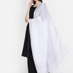 THE WEAVE TRAVELLER White Solid Dupatta image 3