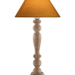 Homesake Natural Wood Eureka Polka Table Lamp with Golden Shade (Bulb Included) - Set of 1 image 3