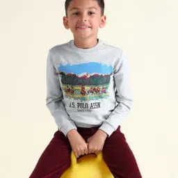U.S. Polo Assn. Boys Beige Cotton Printed Sweatshirt-picture-33