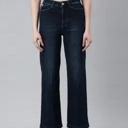 showoffff SHOWOFF Dark Blue Denim Flared Fit Mid Rise Jeans-picture-37