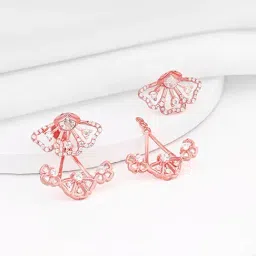 GIVA 92.5 Sterling Silver Bhumi Rose Gold Eyebright Convertible Drop Earrings-image-51