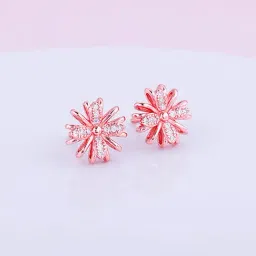 GIVA 92.5 Sterling Silver Rose Gold Floral Dreams Stud Earrings-image-53