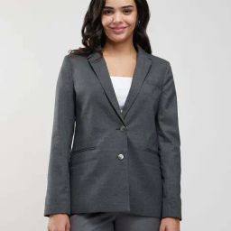 Fablestreet Grey Polyester Chequered Blazer-picture-49