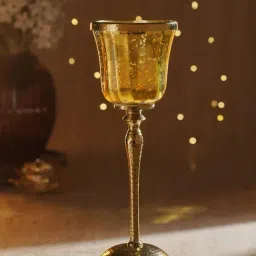 Pure Home and Living Gold Glass Hurricane with Hammered Base-picture-22
