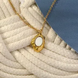 Estailo fashion Women Gold-Plated Cubic-Zirconia Studded Oval Pendant With Chain-picture-17