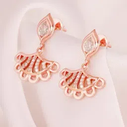 GIVA 92.5 Sterling Silver Rose Gold Diya Inspired Drop Earrings-image-65
