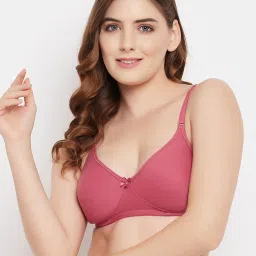 Clovia Pink Cotton Full Coverage T-Shirt Bra image 1