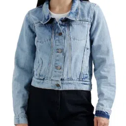 Elle Blue Cotton Denim Jacket-image-97