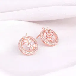 GIVA 92.5 Sterling Silver Rose Gold Lush Leaf Stud Earrings-image-10