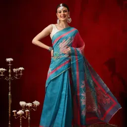 Silk Land Chanderi Cotton Blend Digital Printed Pocket Saree-image-74