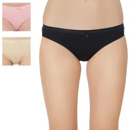 Soie Black, Beige & Pink Cotton Hipster Panty (Pack Of 3) image 1