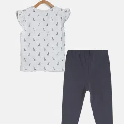 MINIKLUB Kids White & Grey Striped Top with Leggings image 2