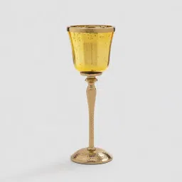 Pure Home and Living Gold Glass Hurricane with Hammered Base image 3