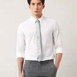 Arrow White Cotton Slim Fit Self Pattern Shirt image 4