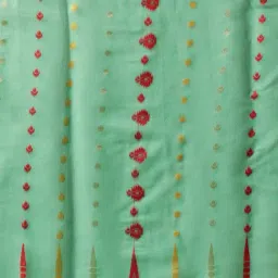 Silk Land Cotton Jamdani Saree with Unstitched Blouse Piece image 5