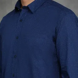 Greenfibre Navy Cotton Regular Fit Printed Shirt image 5
