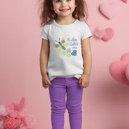 Luke & Lilly Girls White & Purple Cotton Printed T-shirt with Trousers Clothing Set-picture-41
