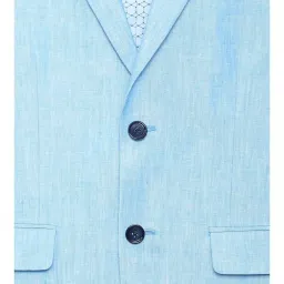 Louis Philippe Sky Blue Linen Slim Fit Self Pattern Blazer image 4