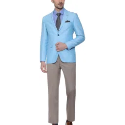 Louis Philippe Sky Blue Linen Slim Fit Self Pattern Blazer image 5