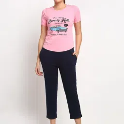 Global Republic Pink & Navy Printed T-Shirt With Capris-picture-38