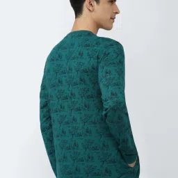 Peter England Jeans Green Cotton Slim Fit Floral Print Sweatshirts image 2