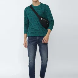 Peter England Jeans Green Cotton Slim Fit Floral Print Sweatshirts image 5