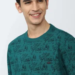 Peter England Jeans Green Cotton Slim Fit Floral Print Sweatshirts image 4
