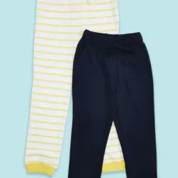 Pantaloons Junior White & Navy Striped Joggers-image-47