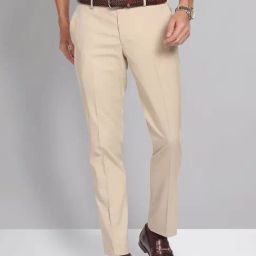 AD by Arvind Beige Slim Fit Flat Front Trousers-picture-9