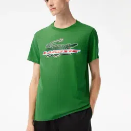 Lacoste Green Cotton Regular Fit Printed Sports T-Shirt-image-21