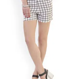 Belle Fille White & Black Checks Shorts-image-65